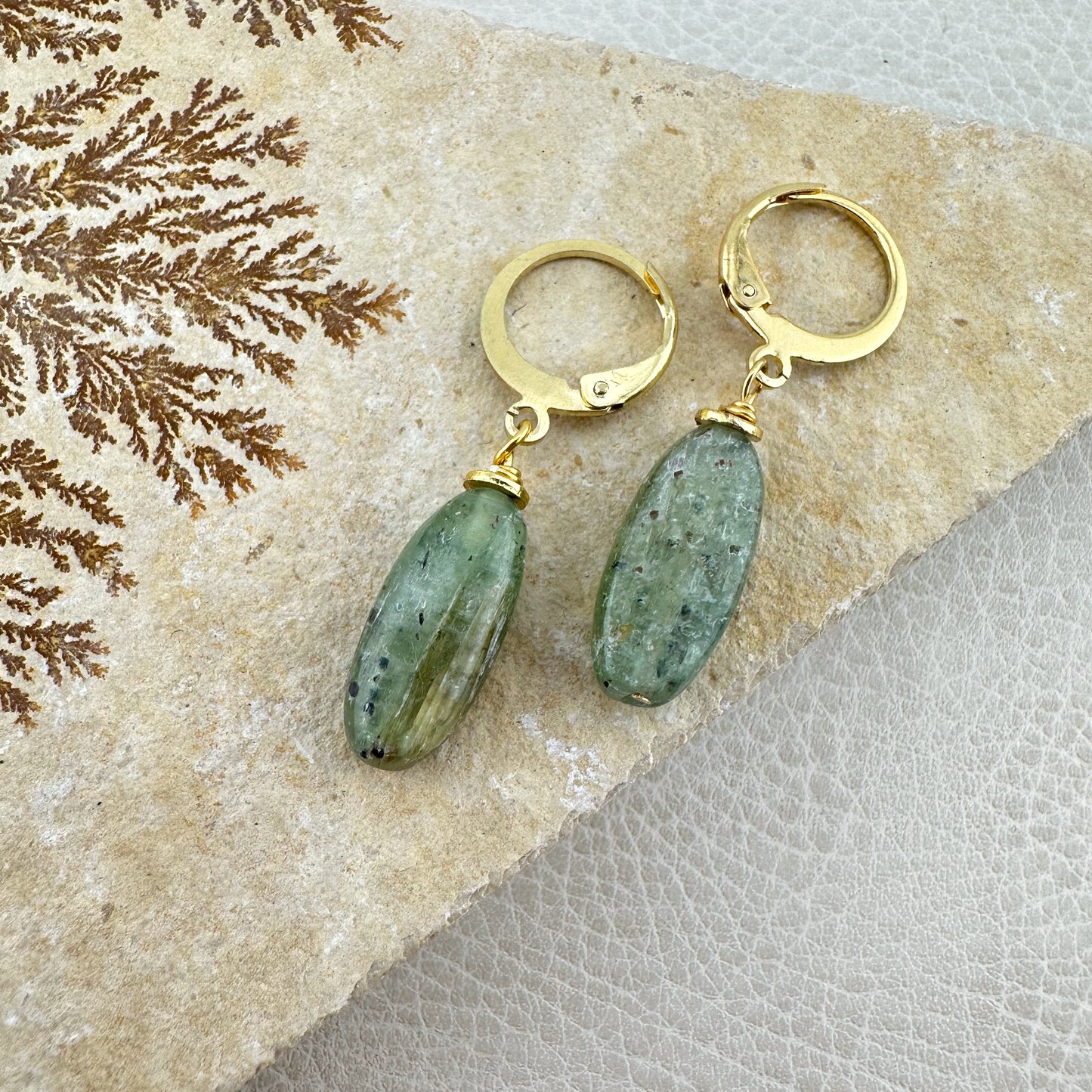 Green Kyanite Drop Earrings