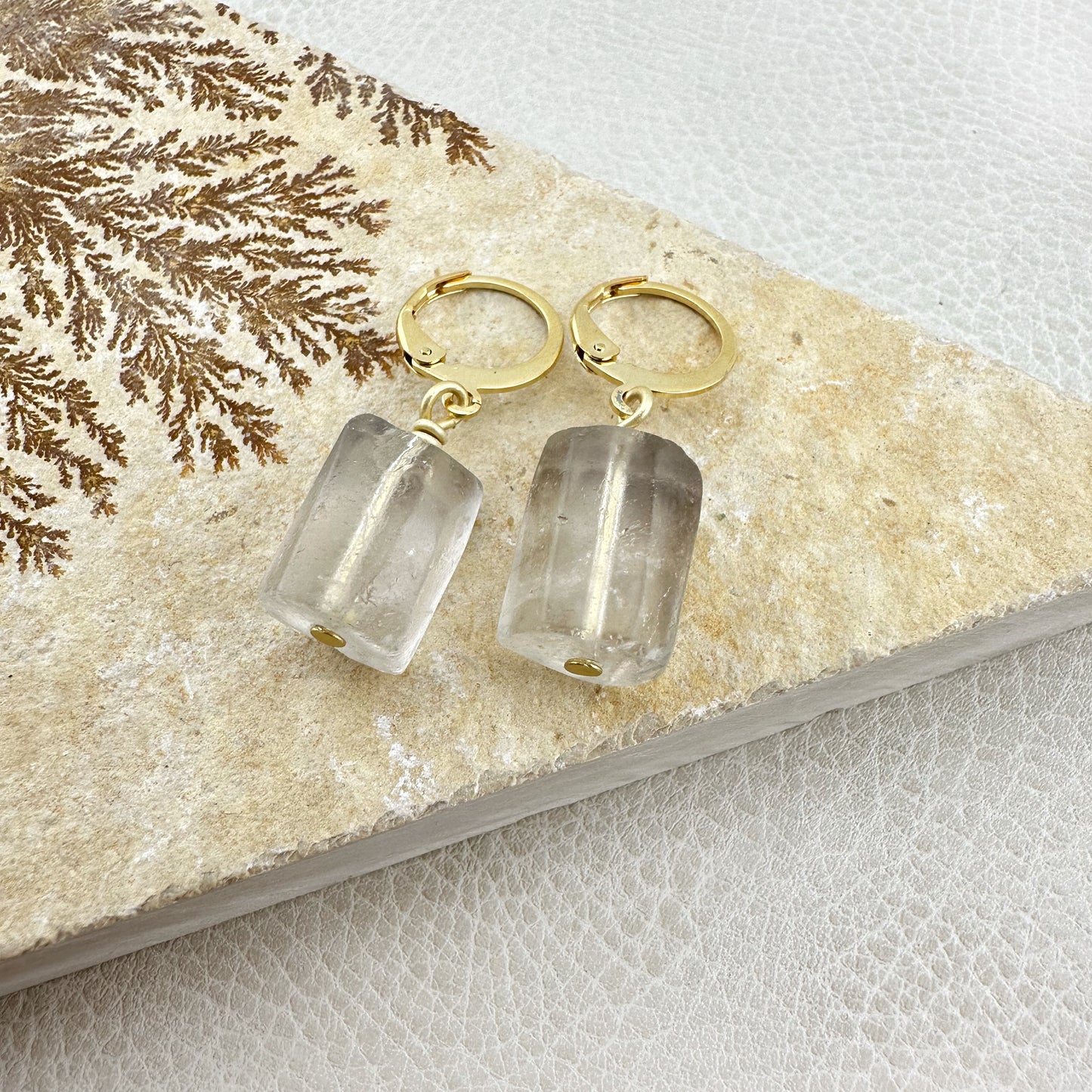 Frosted Quartz Drop Earrings