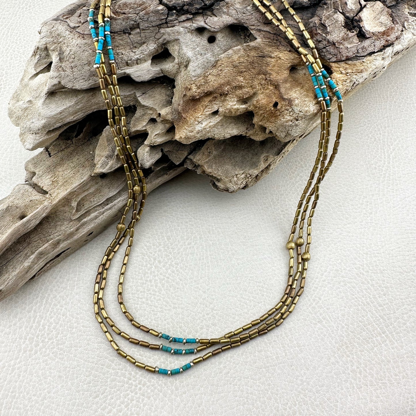 Tibetan Triple Wrap Turquoise Necklace